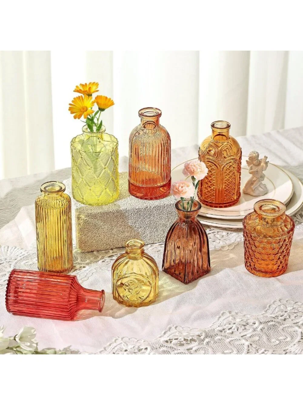 15 Pcs Colorful Bud Vases Set for Baby Showers & Weddings, Table Decor